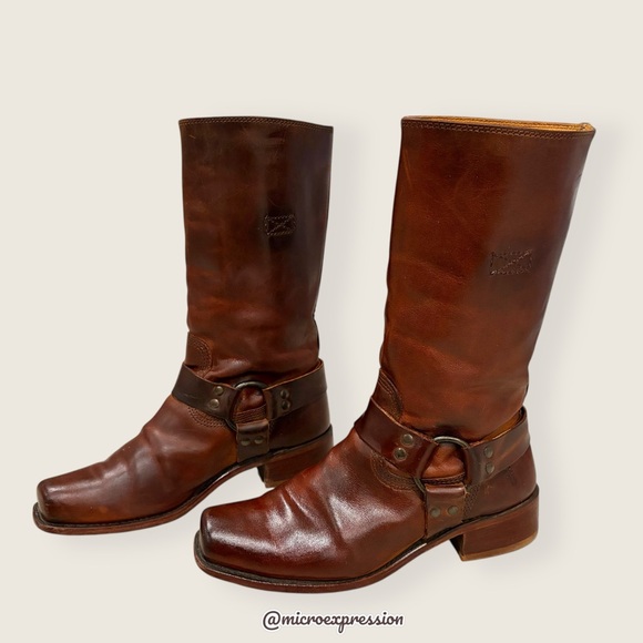 Frye Harness 12R Brown Cavalry Southwestern Cowboy Real Leather Distressed Boots - Picture 10 of 15